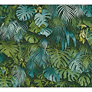 AS Creation Greenery Vliestapete Dschungelblätter (Blau/Grün, Floral, 10,05 x 0,53 m)