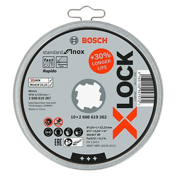 Bosch Professional X-Lock Disco de corte Standard for Inox 