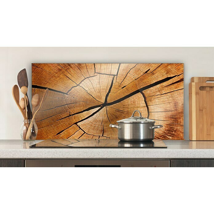 CUCINE Küchenrückwand (Circled Wood, 80 x 40 cm, Stärke: 6 mm, Einscheibensicherheitsglas (ESG))