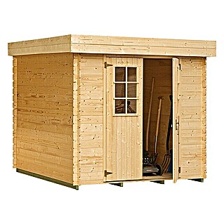 Caseta de madera Mikka (Madera, Área: 3,6 m², Espesor de pared: 19 mm, Tejado plano)