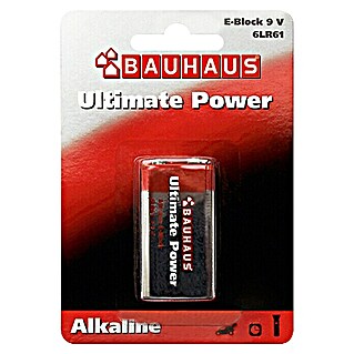 BAUHAUS Pila Ultimate Power (Block 9 V, Alcalino manganeso, 9 V, 1 ud.)