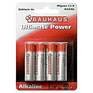 BAUHAUS Batterie Ultimate Power (Mignon AA, Alkali-Mangan, 1,5 V, 4 Stk.)