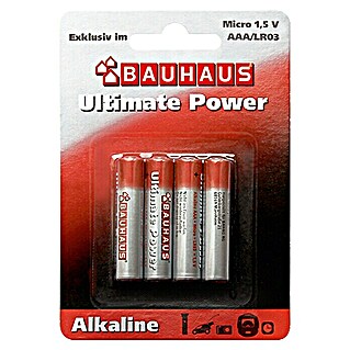 BAUHAUS Pila alcalina Ultimate Power AAA (Micro AAA, Alcalino manganeso, 1,5 V)