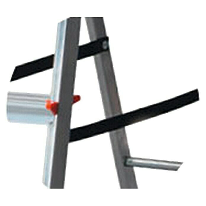 Escalera de tijera polivalente (Altura de trabajo: 2,65 m, 3 niveles, Aluminio, Gancho para cubo)