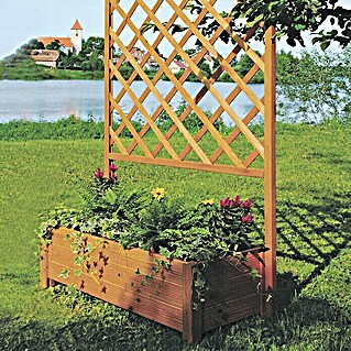 Žardinjera za cvijeće s rešetkastom ogradom, drvena (Vanjska dimenzija (D x Š x V): 105 x 40 x 160 cm, Drvo, Bor)