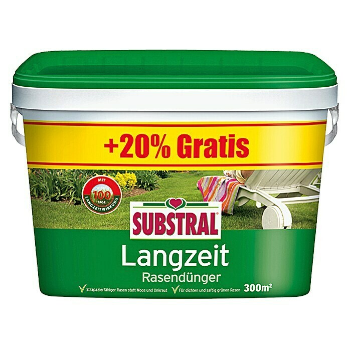Substral Langzeit-Rasendünger (6 kg, Inhalt ausreichend für ca.: 300 m²)