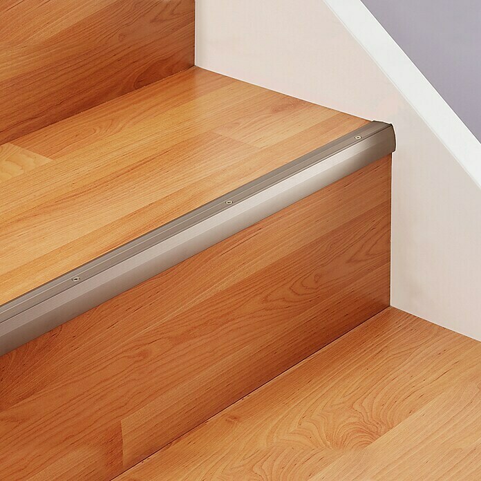 LOGOCLIC Treppenkantenprofil (Edelstahl matt, 1 m x 27,7 mm x 27 mm, Montageart: Schrauben)