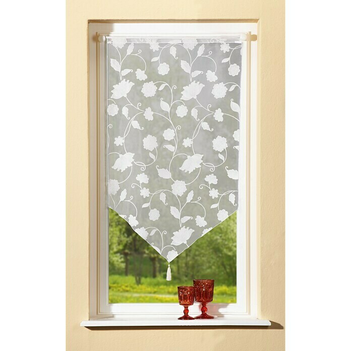 HOME Fashion Fensterbehang (90 x 100 cm, 60 % Viskose, 40 % Polyester, Weiß)
