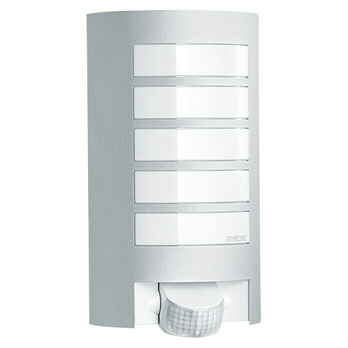 Steinel Sensor-Außenwandleuchte L 12 (60 W, Farbe: Weiß/Silber, L x B x H: 10,8 x 15,5 x 27,2 cm, IP44)