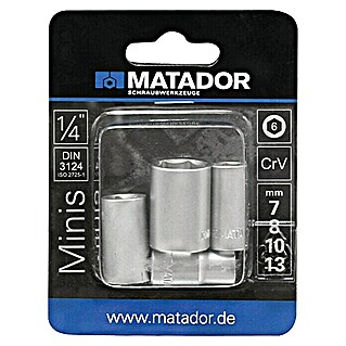 Matador Steckschlüsseleinsatz-Set (Außensechskant, 7mm, 8mm, 10mm, 13mm)