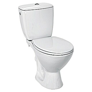 Staand toilet-combinatie Koraal (Met spoelrand, Voorzien van standaardglazuur, Spoelvorm: Diep, Uitlaat toilet: Horizontaal, Wit)