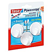 tesa Powerstrips Selbstklebehaken (Rund, Größe: S, Weiß, 3 Stk.)