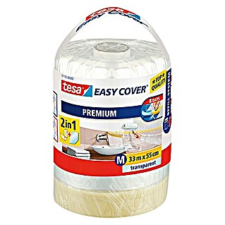Tesa Easy Cover Premium Abdeckfolie (Ersatzrolle, 0,55 x 33 m, M, Einseitiger Kreppkleberand)