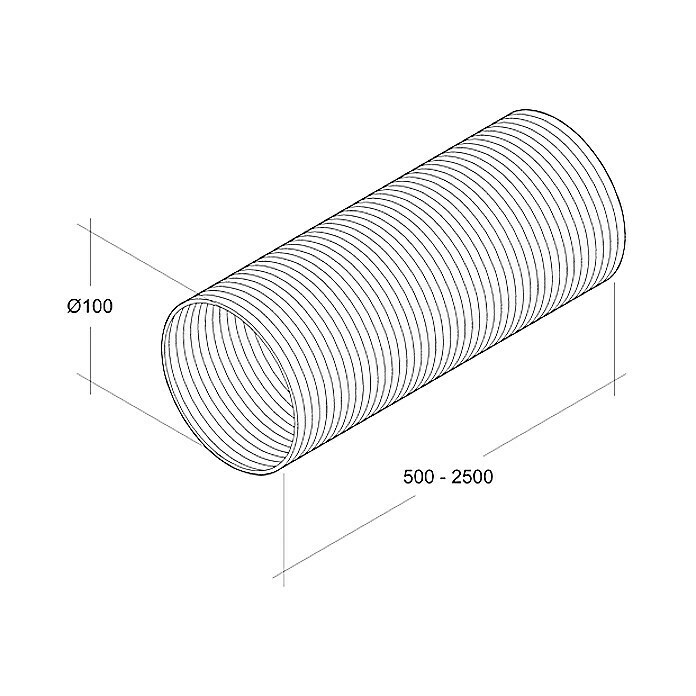 Air-Circle Flexrohr (Aluminium, Ø x L: 100 mm x 2,5 m, Max. Luftleistung: 300 m³/h)