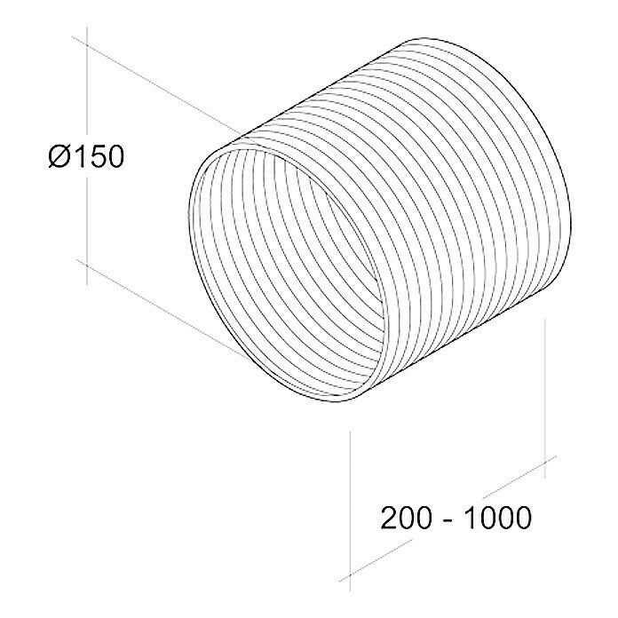 Air-Circle Flexrohr (Aluminium, Ø x L: 150 mm x 1 m, Max. Luftleistung: Ab 600 m³/h)