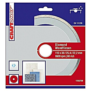 Craftomat Disco de corte de diamante (Azulejos, Diámetro disco: 110 mm)
