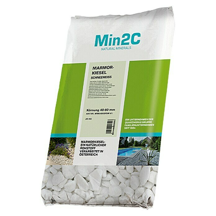 Min2C Marmorkiesel (Schneeweiß, 40 mm - 60 mm, 25 kg)