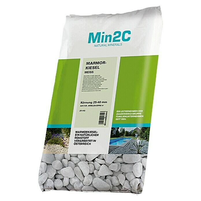Min2C Marmorkiesel (Weiß, 25 kg, Körnung: 25 mm - 40 mm)