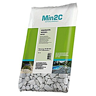 Min2C Ukrasni kamenčići (Bijele boje, Granulacija: 25 mm - 40 mm, 25 kg)