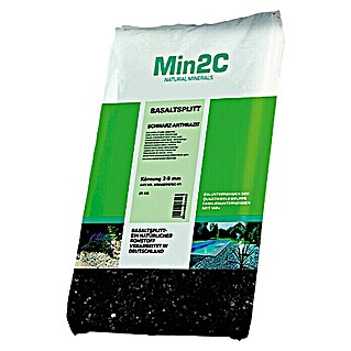 Min2C Basaltsplitt (Schwarz, Körnung: 2 mm - 5 mm, 25 kg)