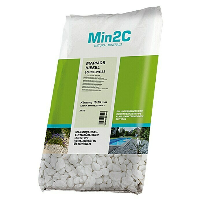 Min2C Marmorkiesel (Schneeweiß, 15 mm - 25 mm, 25 kg)