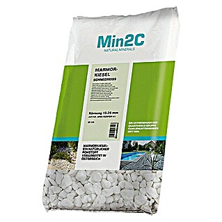 Min2C Marmorkiesel (Schneeweiß, Körnung: 15 mm - 25 mm, 25 kg)