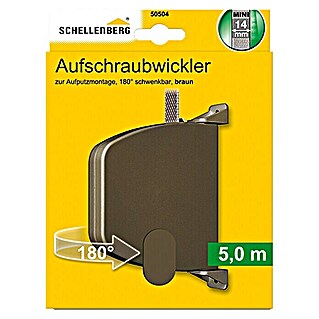 Schellenberg Aufschraubwickler Mini (L x B x H: 159 x 120 x 22 mm, Gurtbreite: 14 mm, Braun)
