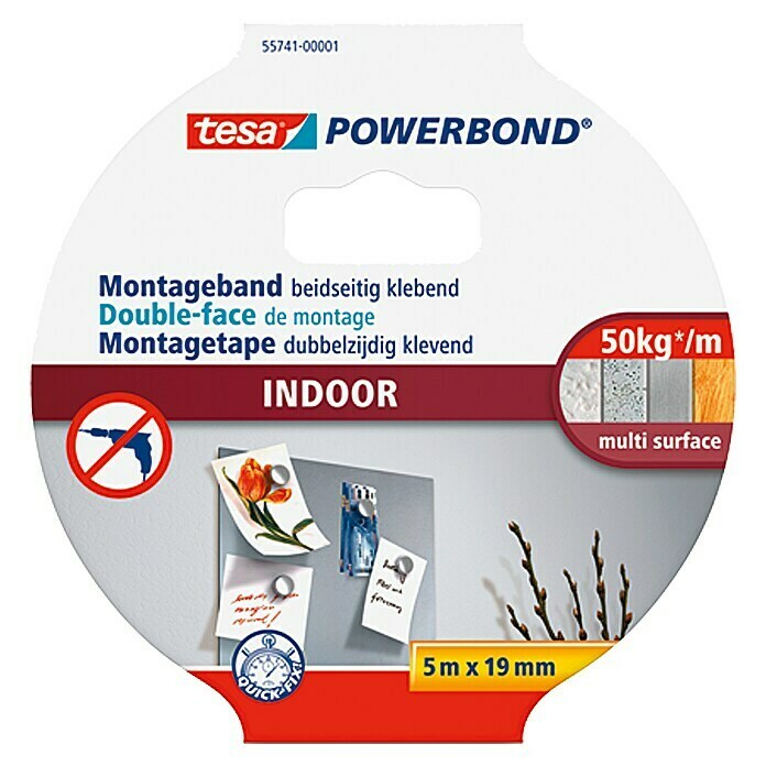 Tesa Powerbond Montageband Indoor (5 m x 19 mm)