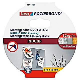 Tesa Powerbond Montagetape Indoor (5 m x 19 mm)