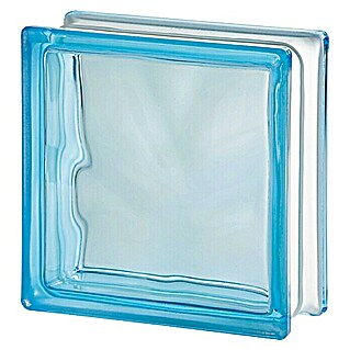 Glasblok Basic (Azuurblauw, Structuur: Wolk, Vierkant)
