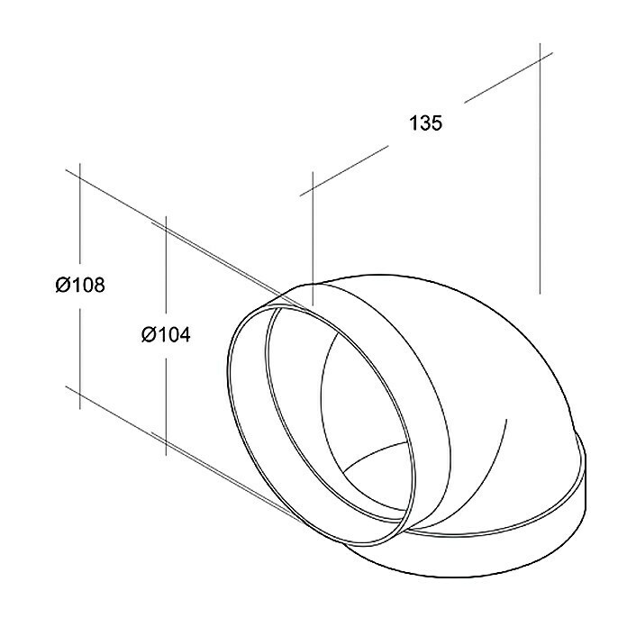Air-Circle Rundrohr-Bogen (Durchmesser: 100 mm, Winkel: 90 °)