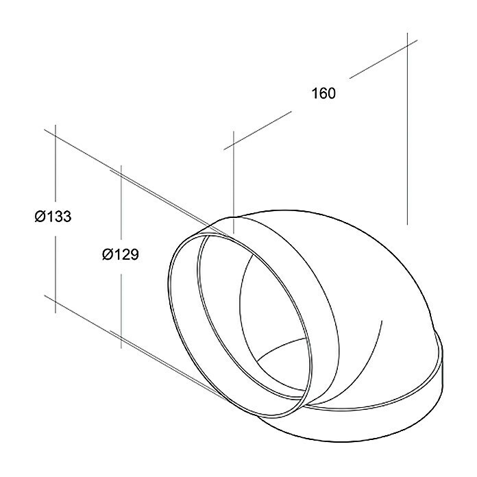 Air-Circle Rundrohr-Bogen (Durchmesser: 125 mm, Winkel: 90 °)