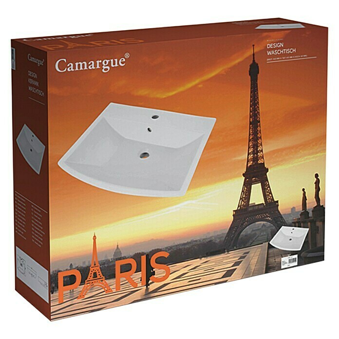 Camargue Paris Waschtisch (60 x 47 cm, Keramik, Weiß)