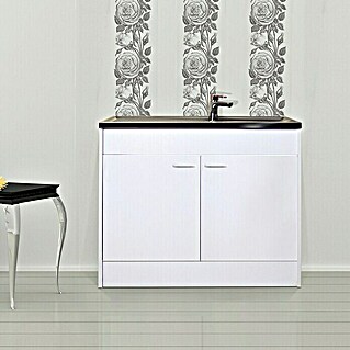 Respekta Kuhinjski ormarić sa sudoperom KS 50 D (50 x 100 cm, Okretna vrata, Bijele boje)
