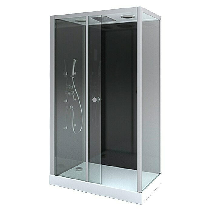 Cabina de ducha completa Vitamine Black Rectangle (80 x 110 x 215 cm, Negro Gris Plata)