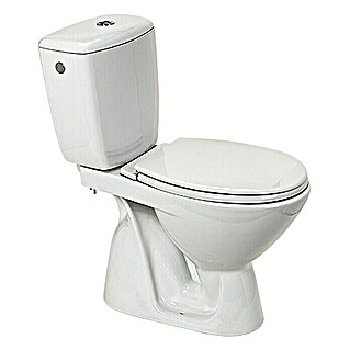 Staand toilet-combinatie Koraal (Met spoelrand, Voorzien van standaardglazuur, Spoelvorm: Diep, Uitlaat toilet: Verticaal, Wit)