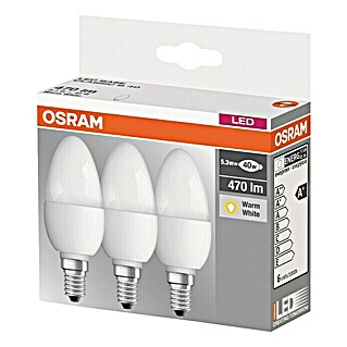 Osram LED-Leuchtmittel Classic B40 (3 Stk., 5,3 W, E14, Warmweiß, Energieeffizienzklasse: F)
