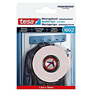 Tesa Montageband (Geeignet für: Fliesen, Belastbarkeit: 100 kg/m, 1,5 m x 19 mm)