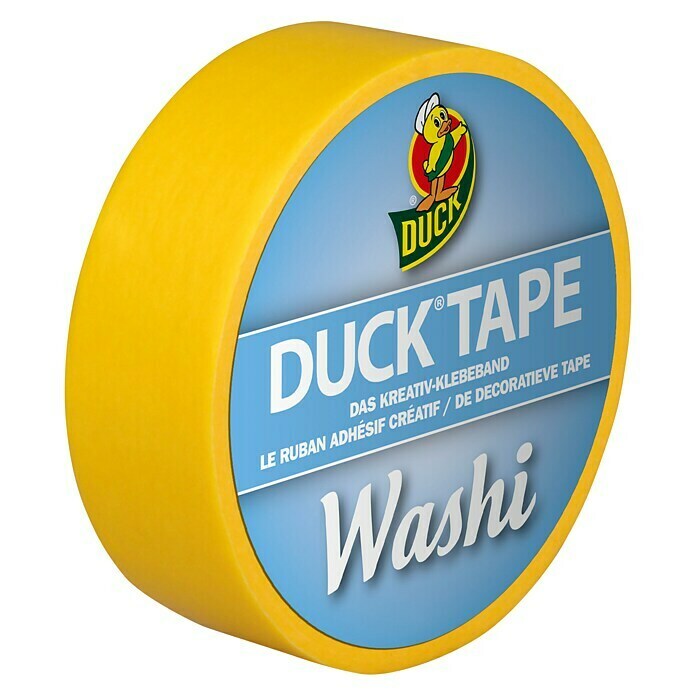 Duck Tape Kreativklebeband Washi (Bright Yellow, 10 m x 15 mm)