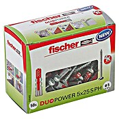Fischer Doos pluggen en schroeven Duopower (Diameter plug: 5 mm, Pluglengte: 25 mm, 50 stk., Panhead-schroef)