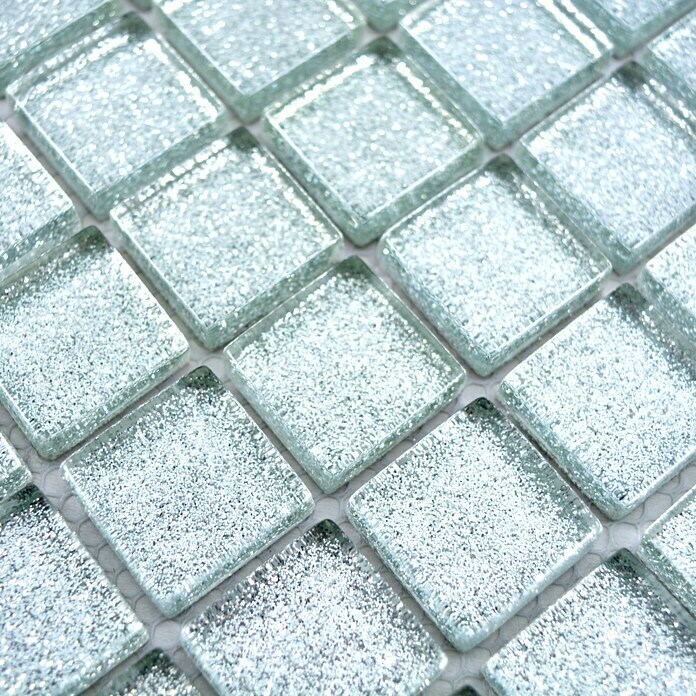 Mosaikfliese Quadrat Crystal Uni XCM 8SB8 (32,7 x 30,2 cm, Silber, Glänzend)