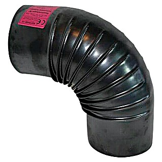 Dimovodno koljeno za peć (Promjer: 130 mm, Kut luka: 90 °, Debljina stijenke: 0,6 mm, Crne boje)