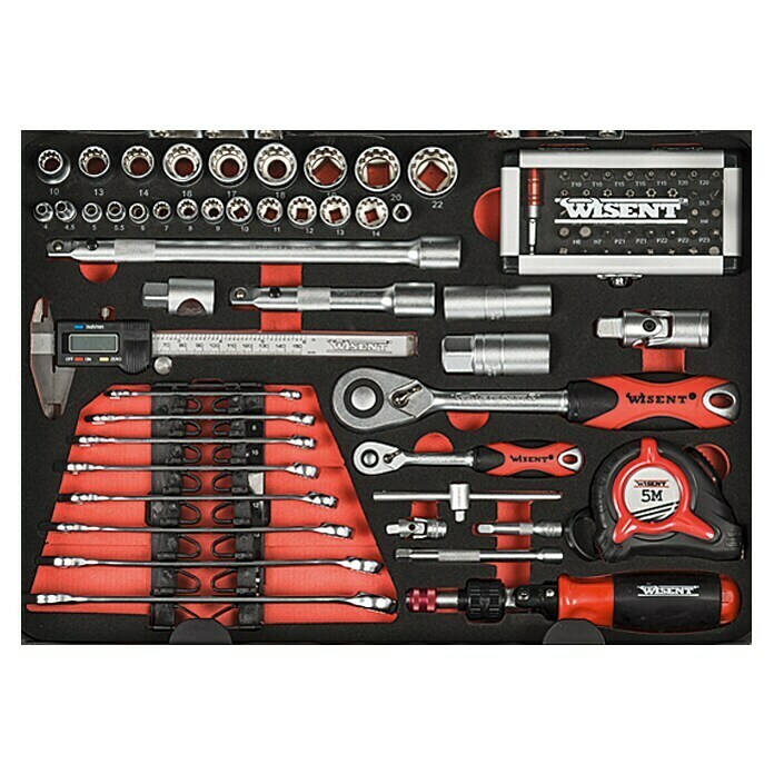 Wisent Werkzeugkoffer Professional (160-tlg., Steckschlüsselsatz: ½ + ¼″)