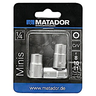 Matador Set umetaka za nasadne ključeve (Vanjski TORX, 3 x nasadni ključ ¼″ E8/E10/E11)