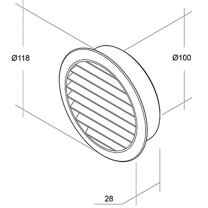 Air-Circle Mauerlüfter (Grau, Durchmesser Anschlussstutzen: 100 mm, Mit Fliegennetz)