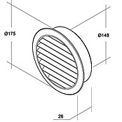 Air-Circle Mauerlüfter (Weiß, Durchmesser Anschlussstutzen: 150 mm, Mit Fliegennetz)