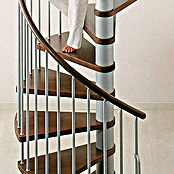 Fontanot Arké Escalera de caracol Klan (Diámetro: 120 cm, Gris metálico, Color peldaños: Haya oscura, Altura de planta: 253 - 306 cm)