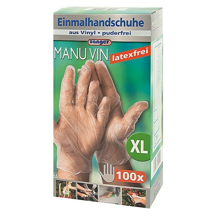 Sänger Einmalhandschuhe Manu Vin (Größe: XL, 100 Stk., Vinyl, Latexfrei)