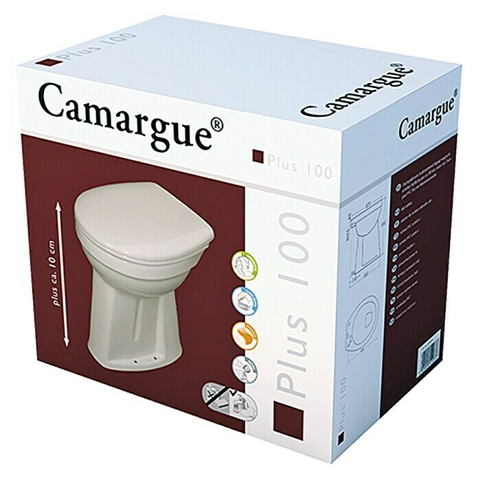 Camargue Stand-WC-Set Plus 100 (Mit Spülrand, WC Abgang: Senkrecht, Weiß)