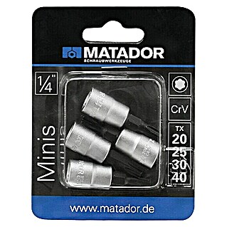 Matador Set umetaka za nasadne ključeve (Unutarnji TORX, 1 x nasadni ključ TX20, 1 x nasadni ključ TX25, 1 x nasadni ključ TX30, 1 x nasadni ključ TX40)